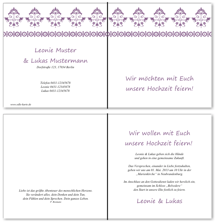  Einladungskarten Hochzeit, Hochzeitseinladungen, Hochzeitskarten, Einladungen für Hochzeit