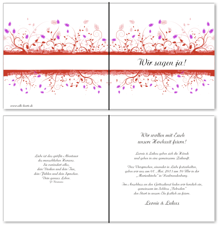 Einladungskarten Hochzeit, Hochzeitseinladungen, Hochzeitskarten, Einladungen für Hochzeit