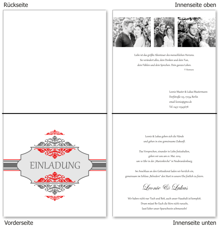  Einladungskarten Hochzeit, Hochzeitseinladungen, Hochzeitskarten, Einladungen für Hochzeit