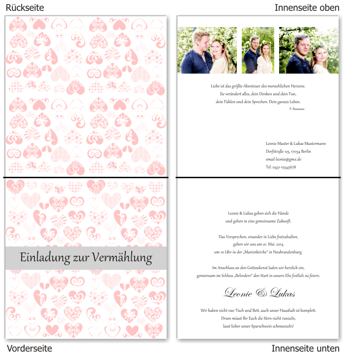 Einladungskarten Hochzeit, Hochzeitseinladungen, Hochzeitskarten, Einladungen für Hochzeit