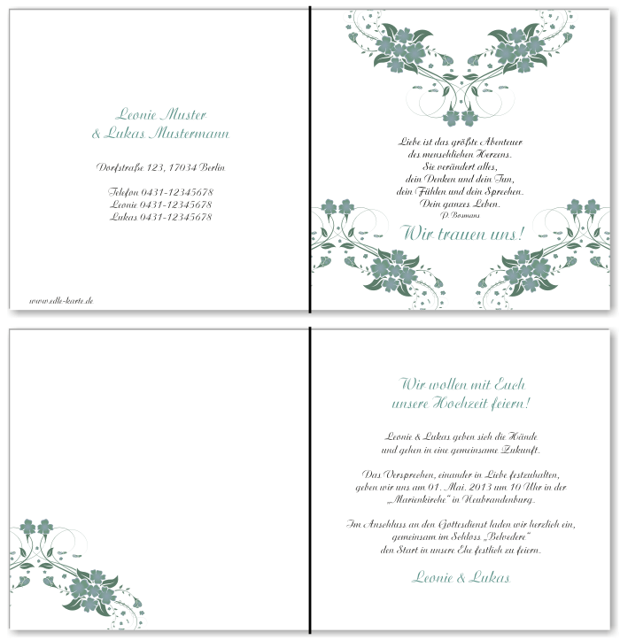  Einladungskarten Hochzeit, Hochzeitseinladungen, Hochzeitskarten, Einladungen für Hochzeit