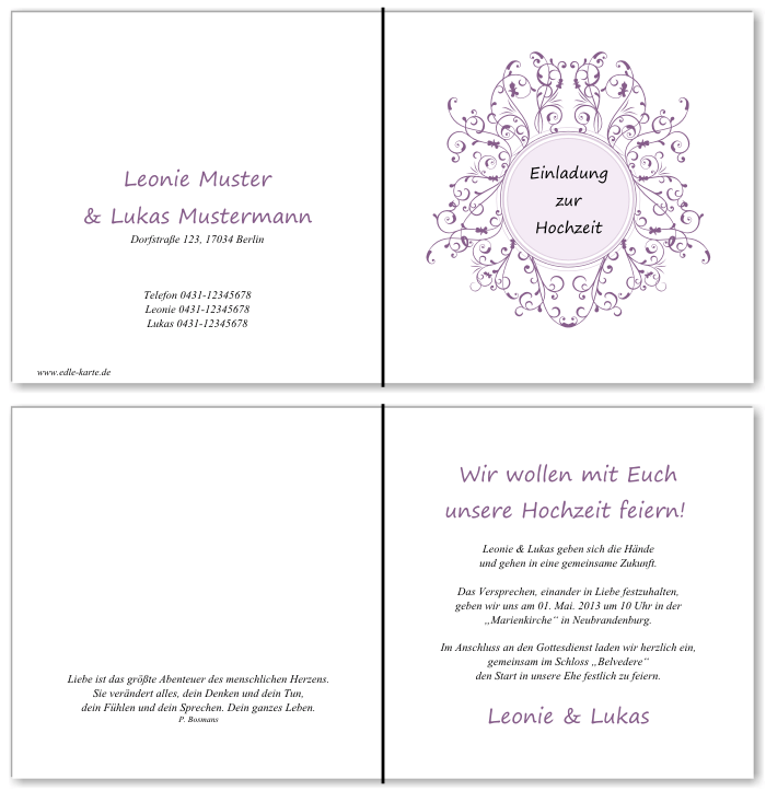  Einladungskarten Hochzeit, Hochzeitseinladungen, Hochzeitskarten, Einladungen für Hochzeit