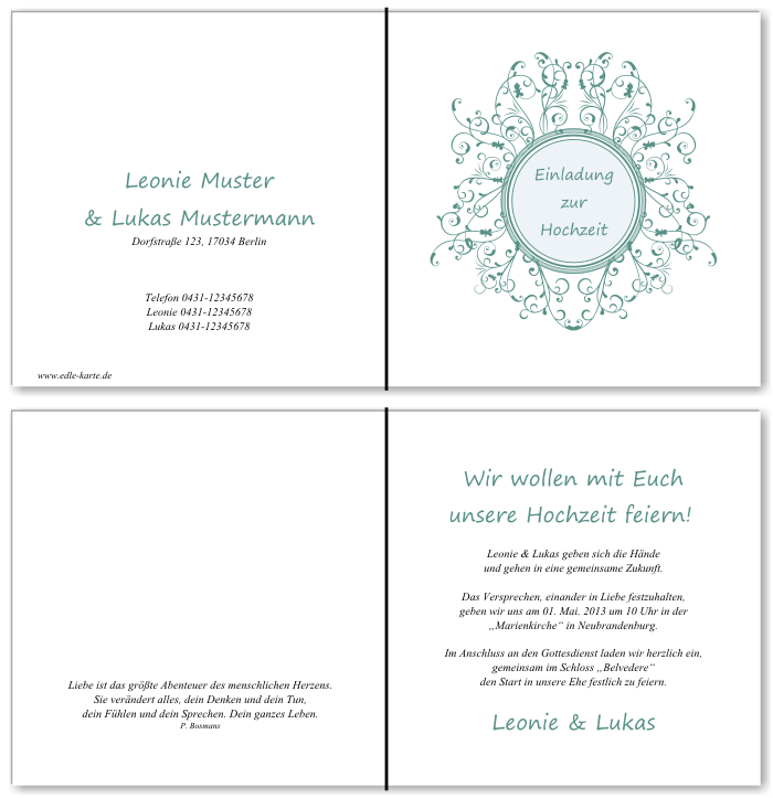  Einladungskarten Hochzeit, Hochzeitseinladungen, Hochzeitskarten, Einladungen für Hochzeit