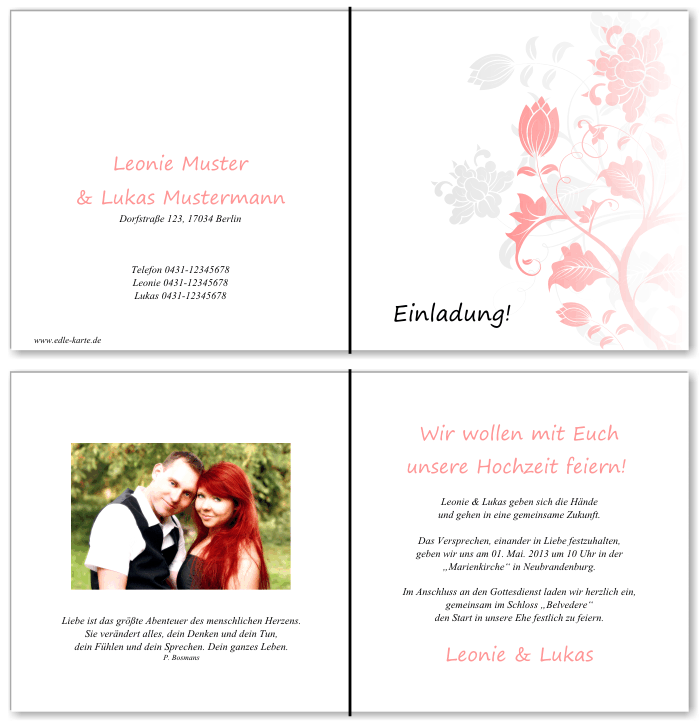  Einladungskarten Hochzeit, Hochzeitseinladungen, Hochzeitskarten, Einladungen für Hochzeit