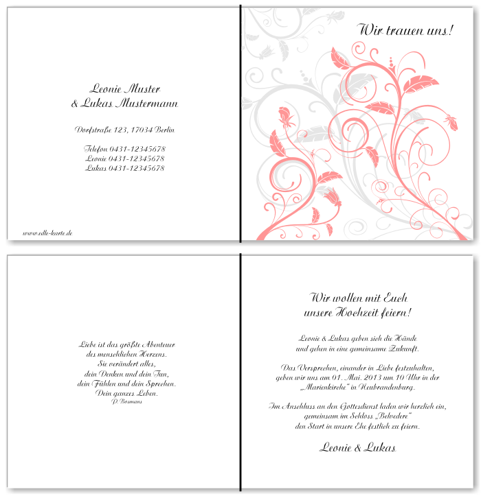  Einladungskarten Hochzeit, Hochzeitseinladungen, Hochzeitskarten, Einladungen für Hochzeit