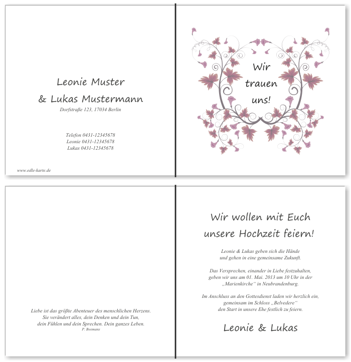  Einladungskarten Hochzeit, Hochzeitseinladungen, Hochzeitskarten, Einladungen für Hochzeit