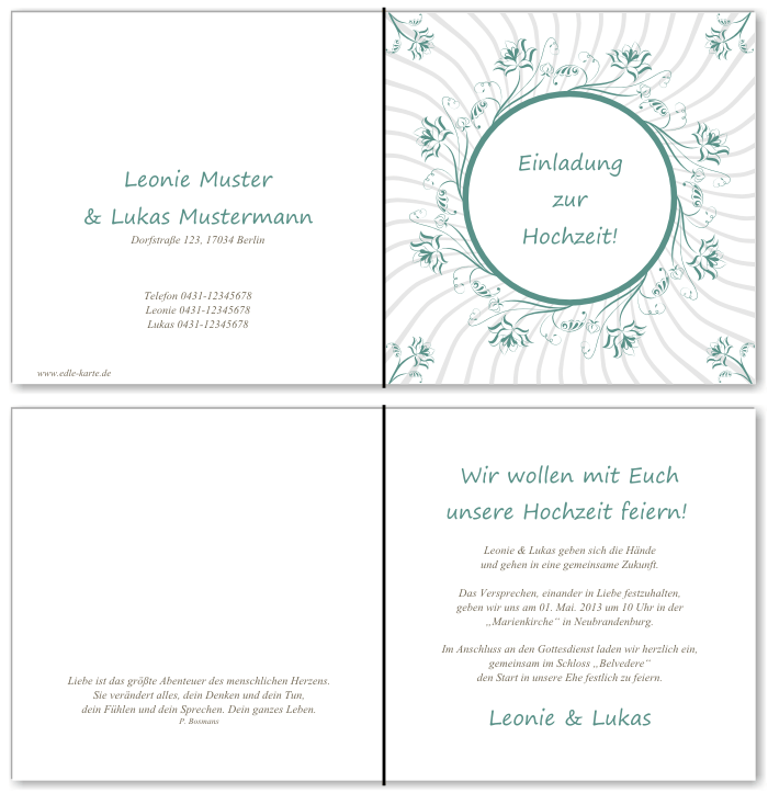  Einladungskarten Hochzeit, Hochzeitseinladungen, Hochzeitskarten, Einladungen für Hochzeit