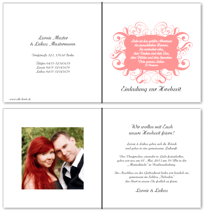  Einladungskarten Hochzeit, Hochzeitseinladungen, Hochzeitskarten, Einladungen für Hochzeit