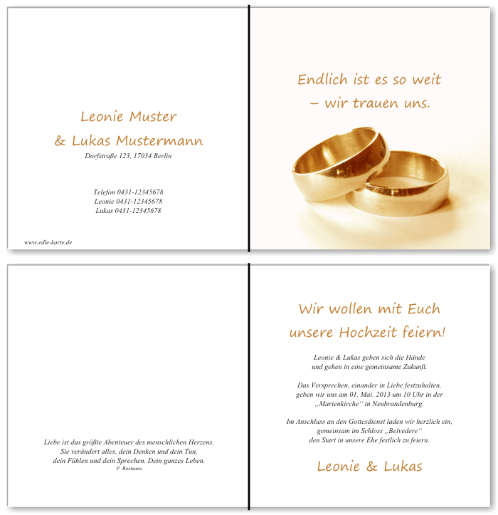  Einladungskarten Hochzeit, Hochzeitseinladungen, Hochzeitskarten, Einladungen für Hochzeit