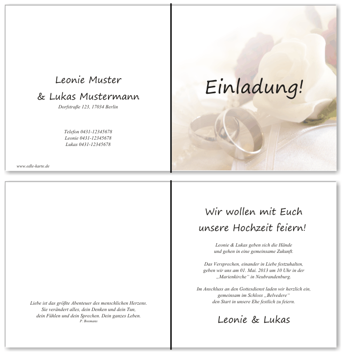  Einladungskarten Hochzeit, Hochzeitseinladungen, Hochzeitskarten, Einladungen für Hochzeit