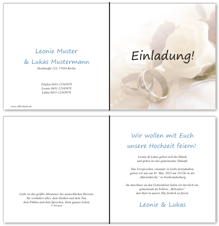  Einladungskarten Hochzeit, Hochzeitseinladungen, Hochzeitskarten, Einladungen für Hochzeit