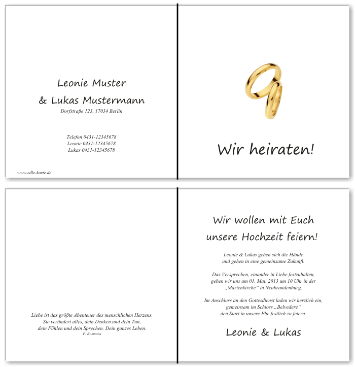  Einladungskarten Hochzeit, Hochzeitseinladungen, Hochzeitskarten, Einladungen für Hochzeit