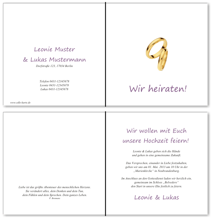  Einladungskarten Hochzeit, Hochzeitseinladungen, Hochzeitskarten, Einladungen für Hochzeit