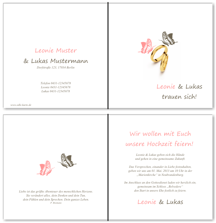  Einladungskarten Hochzeit, Hochzeitseinladungen, Hochzeitskarten, Einladungen für Hochzeit