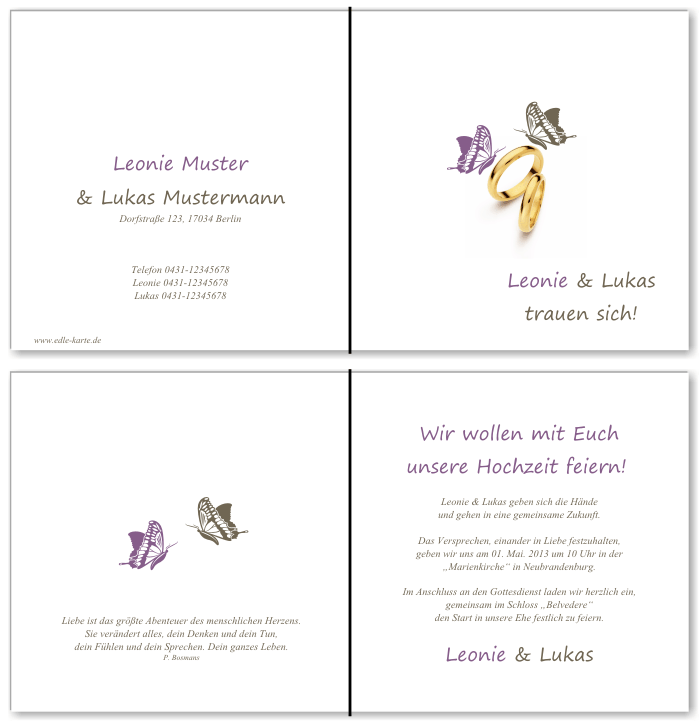  Einladungskarten Hochzeit, Hochzeitseinladungen, Hochzeitskarten, Einladungen für Hochzeit