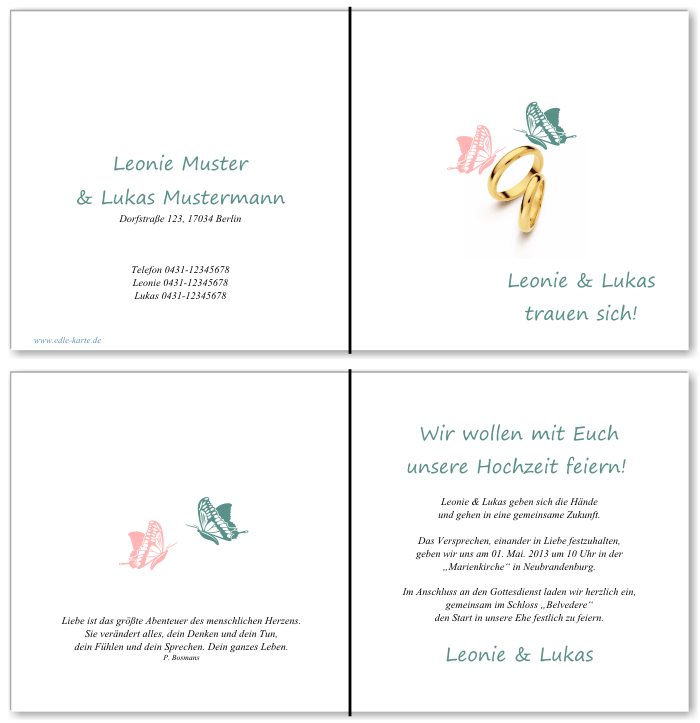  Einladungskarten Hochzeit, Hochzeitseinladungen, Hochzeitskarten, Einladungen für Hochzeit