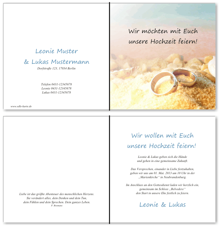  Einladungskarten Hochzeit, Hochzeitseinladungen, Hochzeitskarten, Einladungen für Hochzeit