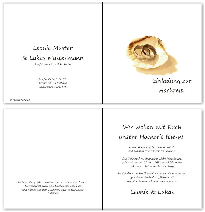  Einladungskarten Hochzeit, Hochzeitseinladungen, Hochzeitskarten, Einladungen für Hochzeit