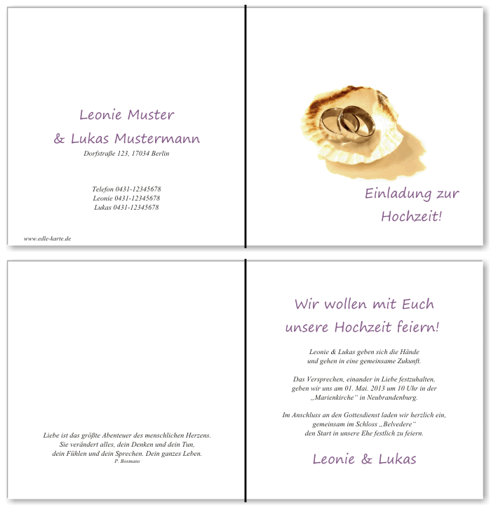  Einladungskarten Hochzeit, Hochzeitseinladungen, Hochzeitskarten, Einladungen für Hochzeit