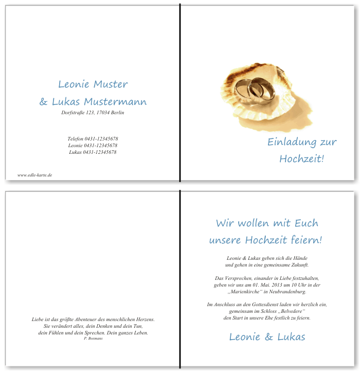  Einladungskarten Hochzeit, Hochzeitseinladungen, Hochzeitskarten, Einladungen für Hochzeit