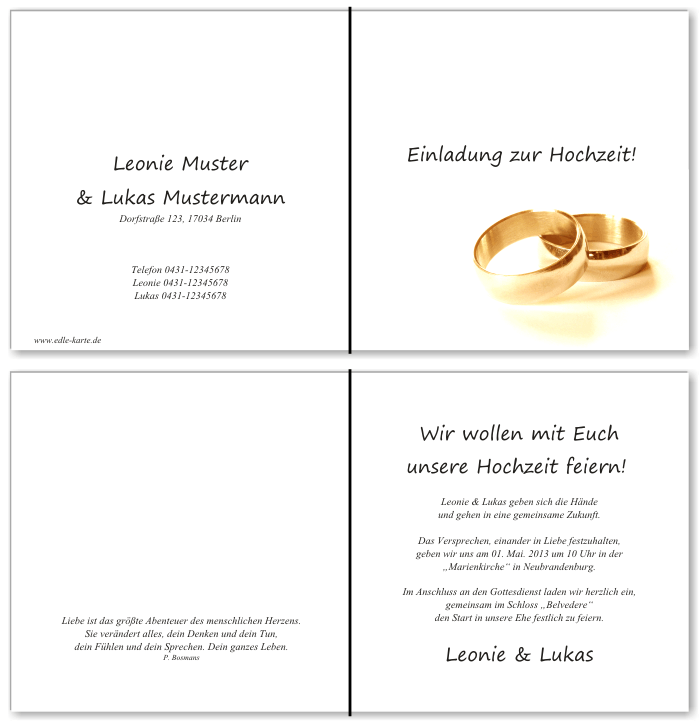  Einladungskarten Hochzeit, Hochzeitseinladungen, Hochzeitskarten, Einladungen für Hochzeit