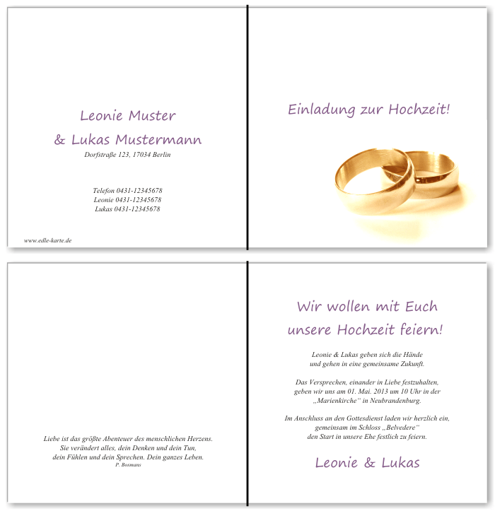 Einladungskarten Hochzeit, Hochzeitseinladungen, Hochzeitskarten, Einladungen für Hochzeit