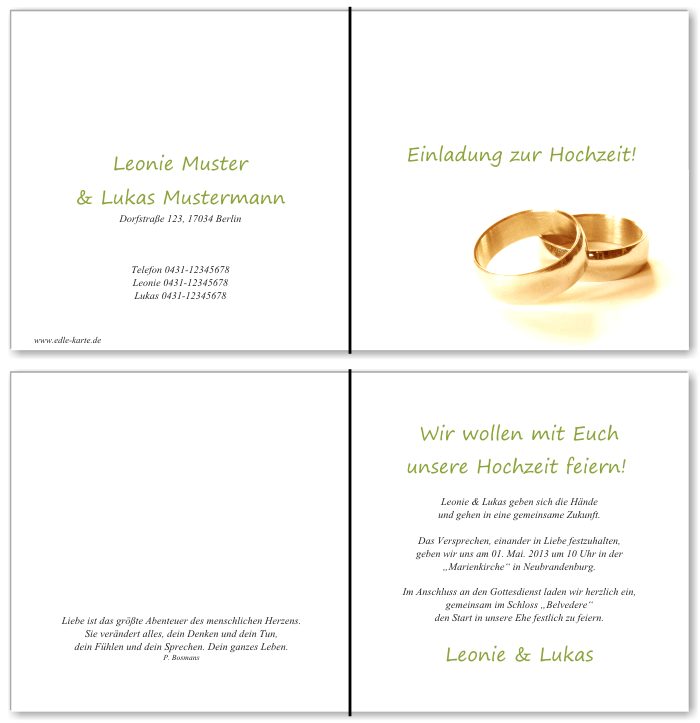  Einladungskarten Hochzeit, Hochzeitseinladungen, Hochzeitskarten, Einladungen für Hochzeit