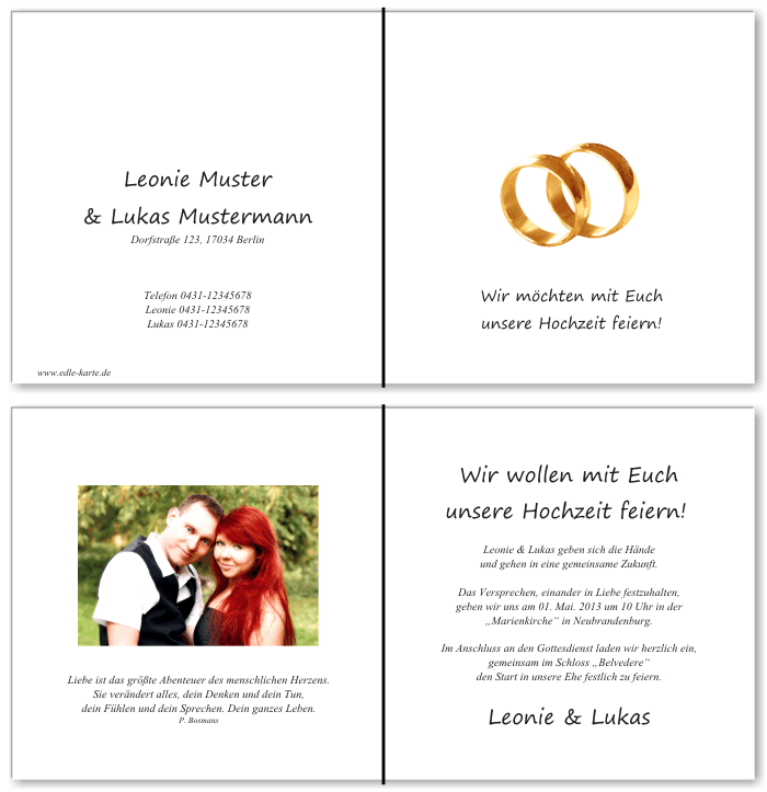  Einladungskarten Hochzeit, Hochzeitseinladungen, Hochzeitskarten, Einladungen für Hochzeit