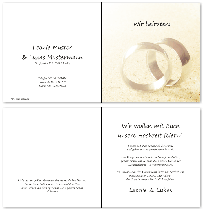  Einladungskarten Hochzeit, Hochzeitseinladungen, Hochzeitskarten, Einladungen für Hochzeit