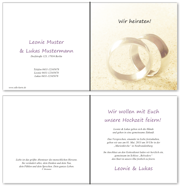  Einladungskarten Hochzeit, Hochzeitseinladungen, Hochzeitskarten, Einladungen für Hochzeit