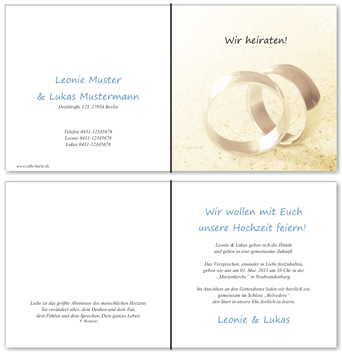 Einladungskarten Hochzeit, Hochzeitseinladungen, Hochzeitskarten, Einladungen für Hochzeit