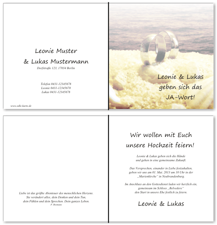  Einladungskarten Hochzeit, Hochzeitseinladungen, Hochzeitskarten, Einladungen für Hochzeit