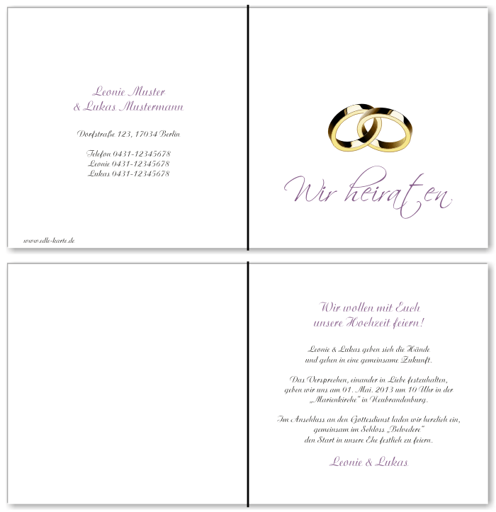  Einladungskarten Hochzeit, Hochzeitseinladungen, Hochzeitskarten, Einladungen für Hochzeit