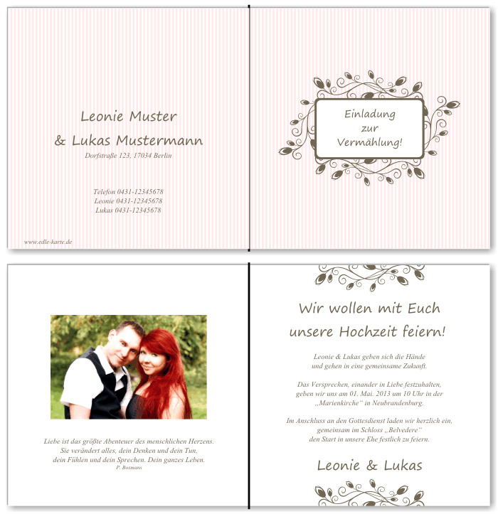  Einladungskarten Hochzeit, Hochzeitseinladungen, Hochzeitskarten, Einladungen für Hochzeit