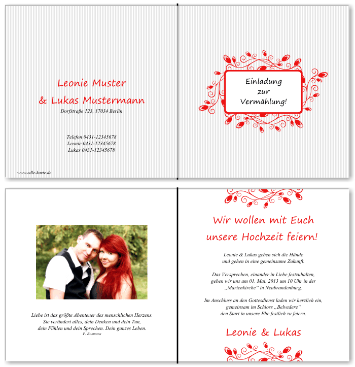  Einladungskarten Hochzeit, Hochzeitseinladungen, Hochzeitskarten, Einladungen für Hochzeit
