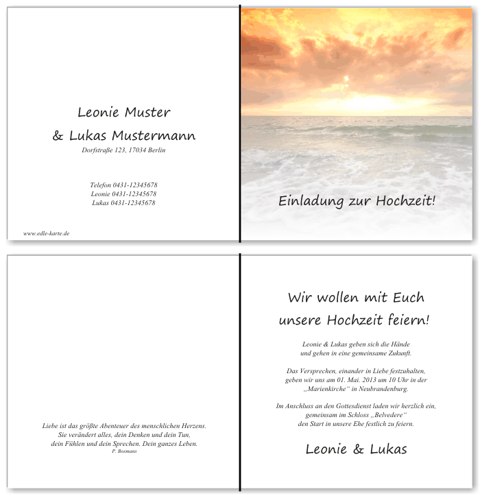  Einladungskarten Hochzeit, Hochzeitseinladungen, Hochzeitskarten, Einladungen für Hochzeit