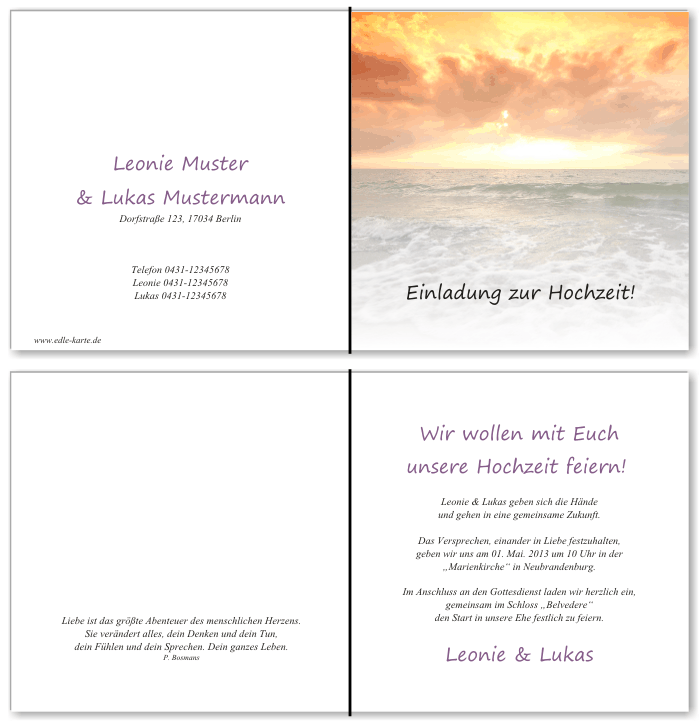  Einladungskarten Hochzeit, Hochzeitseinladungen, Hochzeitskarten, Einladungen für Hochzeit