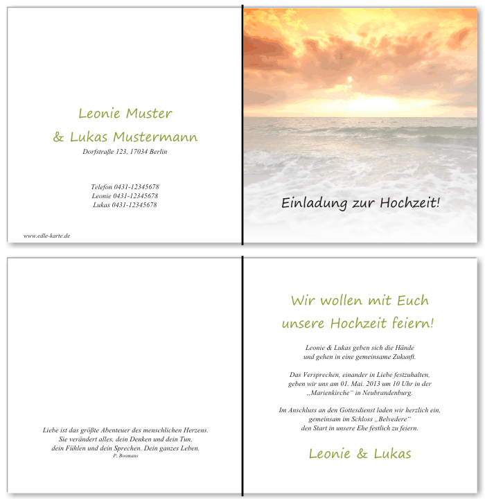  Einladungskarten Hochzeit, Hochzeitseinladungen, Hochzeitskarten, Einladungen für Hochzeit