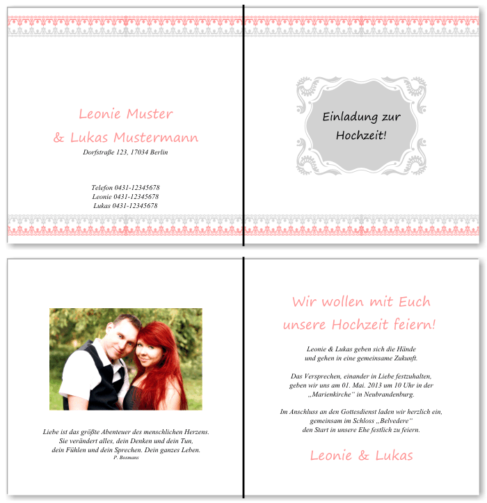  Einladungskarten Hochzeit, Hochzeitseinladungen, Hochzeitskarten, Einladungen für Hochzeit