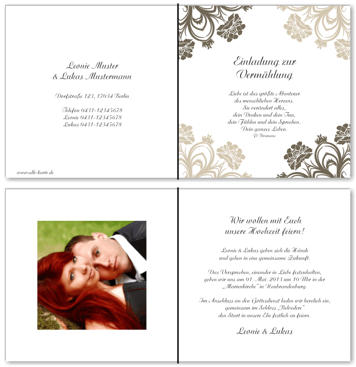  Einladungskarten Hochzeit, Hochzeitseinladungen, Hochzeitskarten, Einladungen für Hochzeit
