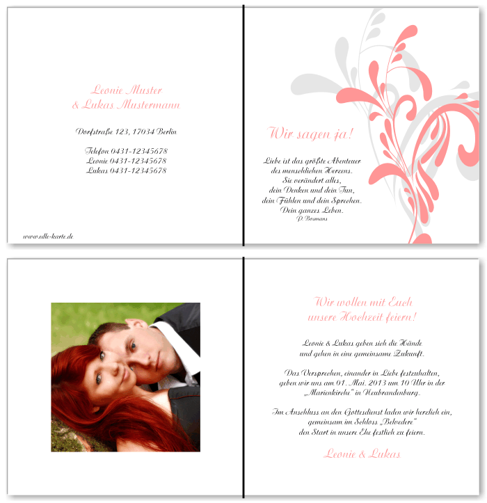  Einladungskarten Hochzeit, Hochzeitseinladungen, Hochzeitskarten, Einladungen für Hochzeit