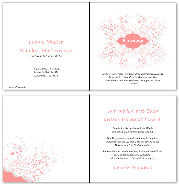  Einladungskarten Hochzeit, Hochzeitseinladungen, Hochzeitskarten, Einladungen für Hochzeit