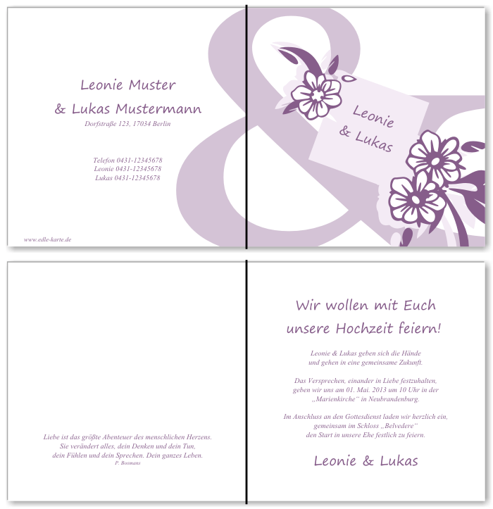  Einladungskarten Hochzeit, Hochzeitseinladungen, Hochzeitskarten, Einladungen für Hochzeit