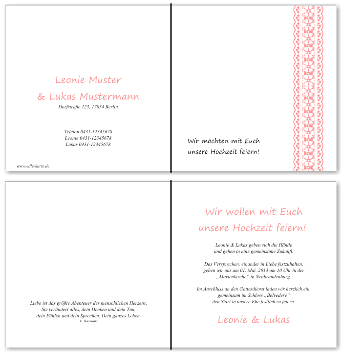  Einladungskarten Hochzeit, Hochzeitseinladungen, Hochzeitskarten, Einladungen für Hochzeit