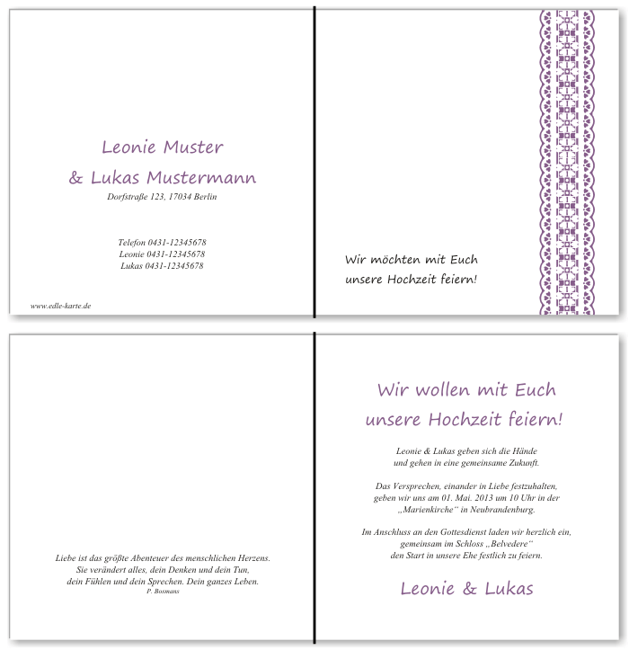  Einladungskarten Hochzeit, Hochzeitseinladungen, Hochzeitskarten, Einladungen für Hochzeit