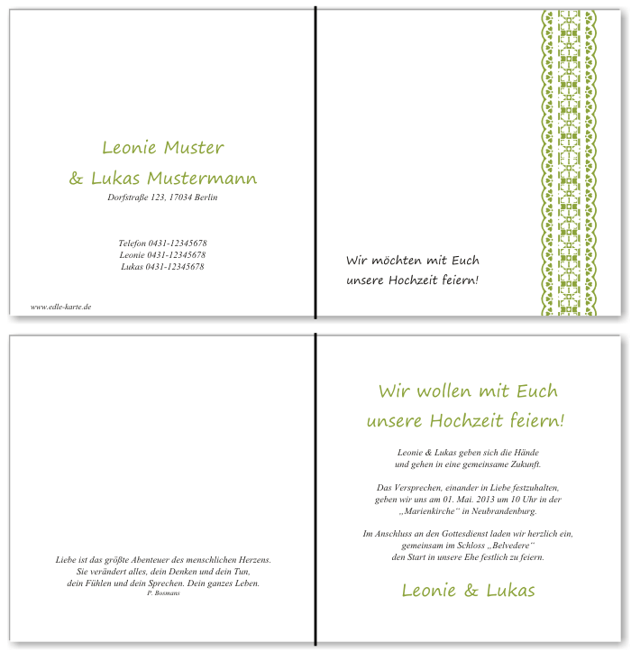  Einladungskarten Hochzeit, Hochzeitseinladungen, Hochzeitskarten, Einladungen für Hochzeit