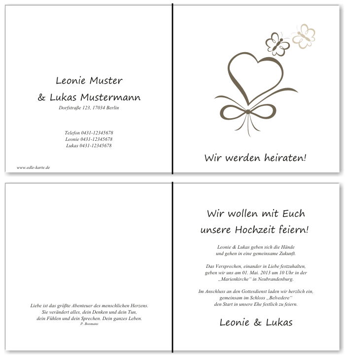  Einladungskarten Hochzeit, Hochzeitseinladungen, Hochzeitskarten, Einladungen für Hochzeit