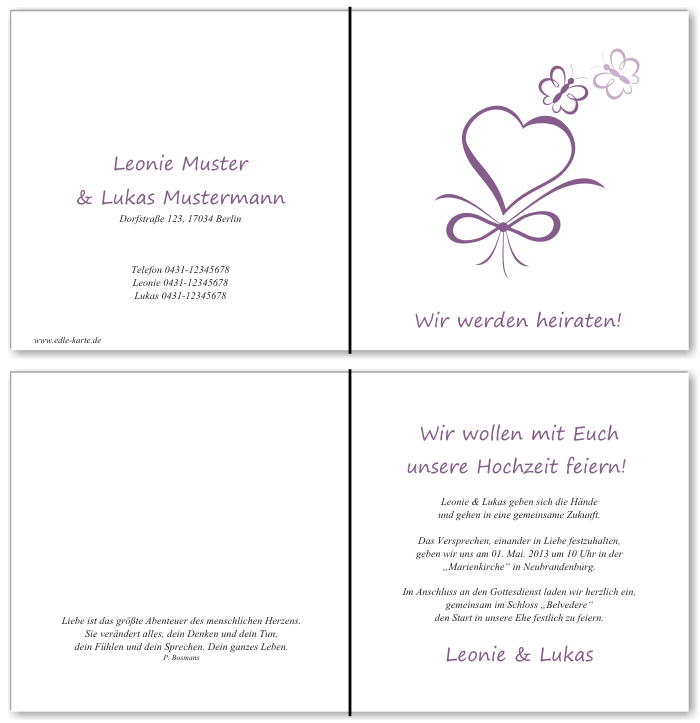  Einladungskarten Hochzeit, Hochzeitseinladungen, Hochzeitskarten, Einladungen für Hochzeit