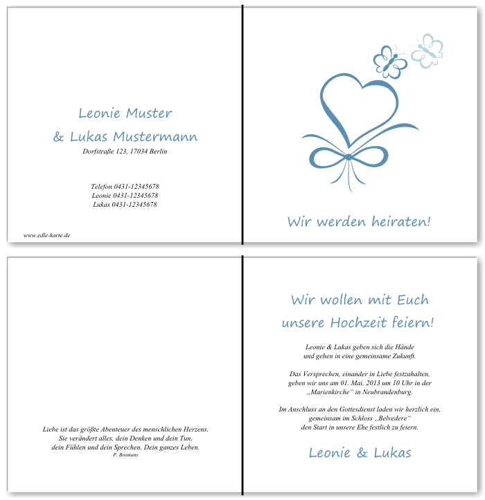  Einladungskarten Hochzeit, Hochzeitseinladungen, Hochzeitskarten, Einladungen für Hochzeit