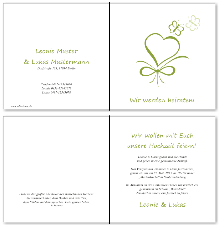  Einladungskarten Hochzeit, Hochzeitseinladungen, Hochzeitskarten, Einladungen für Hochzeit